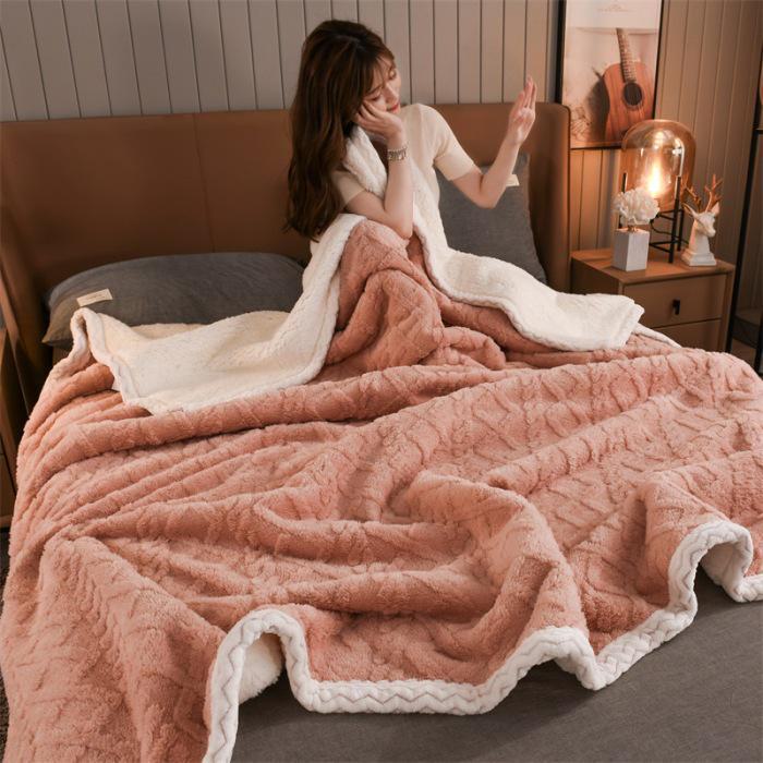 Taffeta Composite Lamb and Milk Fleece Blanket - Multifunctional Gift for Napping and More