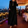Yousheng Women's Velvet Dress Fall Casual Crew Neck Long Sleeve Maxi Dress Loose Wedding Guest Cocktail Evening Dress