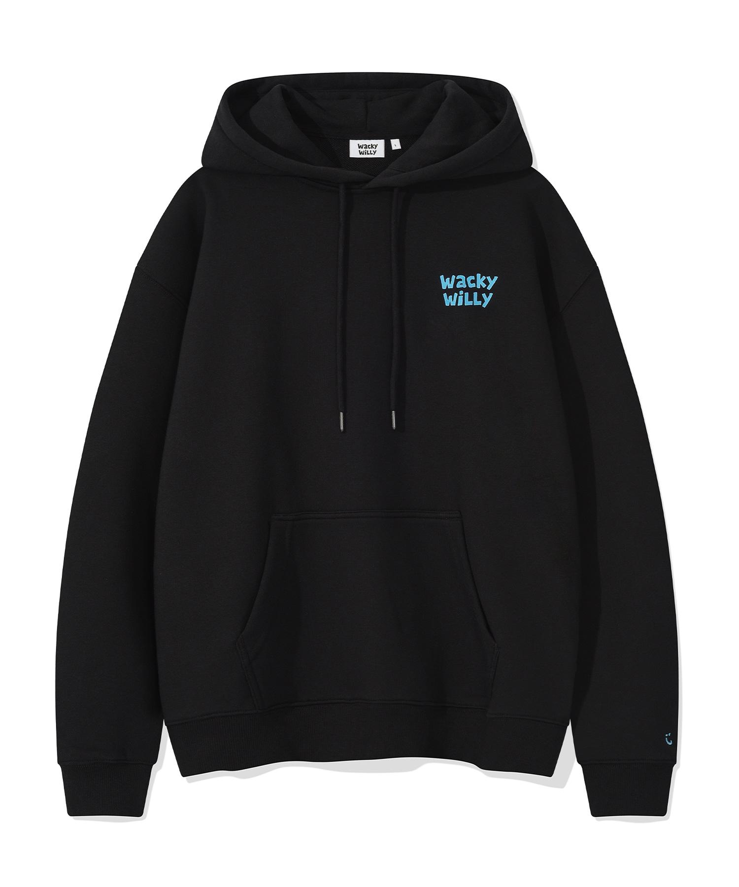 Wacky Willy Logo Typographic Hoodie Black Xl