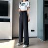 Women's High Waist Wide Leg White Suit Pants - Spring/Autumn Thin Style, Straight Loose Fit with Elegant Drape, Trendy and Versatile.