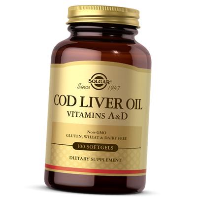 Olio di fegato di merluzzo, vitamine A e D, olio di fegato di merluzzo, 100gelcaps (67313001)