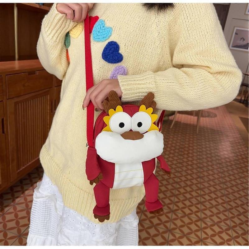 Cute Cartoon Girls Crossbody Bag Messenger Bag with Zippered Lovely Mini Handbag for Woman and Girls Red