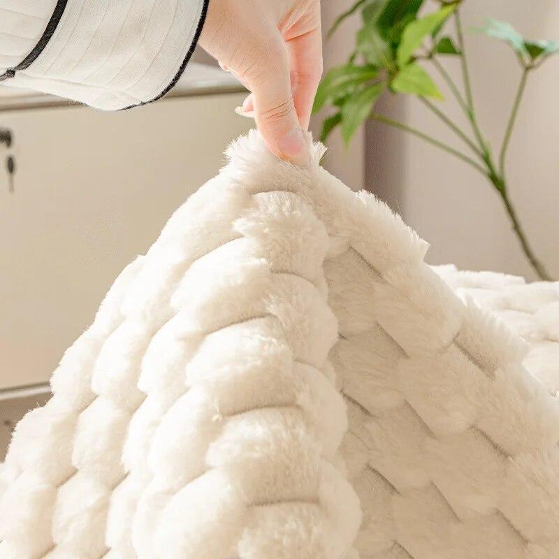 Winter Sofa Cover Thicken Plush Non-Slip Couch Cushion for Living Room  Universal Soft Sofa Cover Back Towel Sectional Sofa Mat