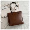[Lotte Raka] tote bag With zipper luxury  Handbag handbag lightweight PU leather ladies men's (brown)