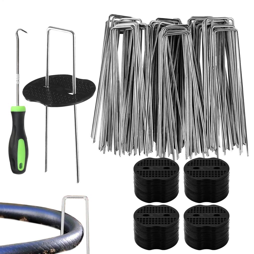 50pcs Alloy U-type Garden Staple Fence Tubing Stakes Sod Pins Galvanized Landscape Spike For Holding Lawns Barrier Ground Nail