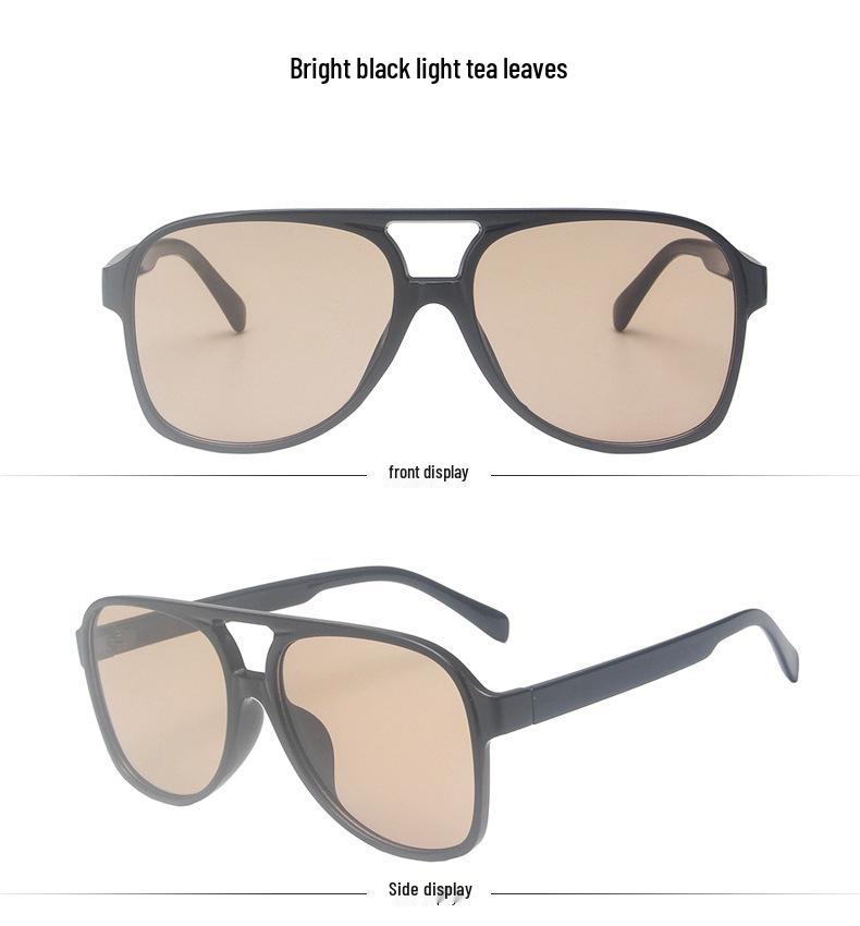 2021 Trendy Retro Double Bridge Sunglasses with Ocean Lens, Big Frame for Men & Women.
