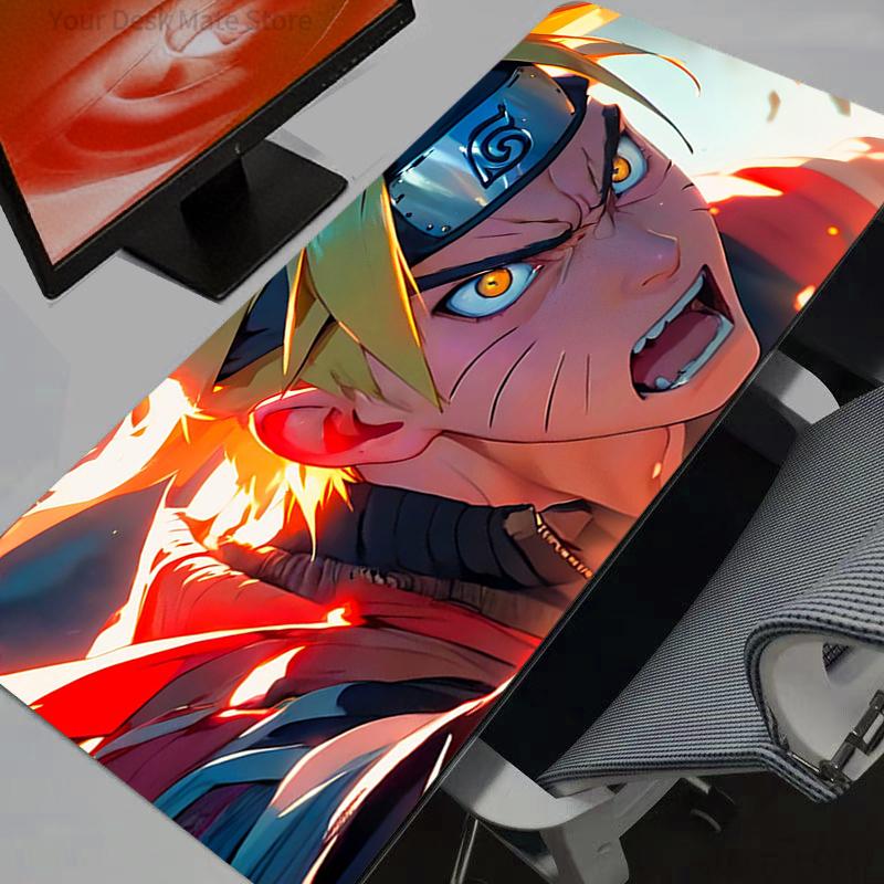 Large E-sports Mouse Pad Anime Naruto Uzumaki Smooth Flexible Rubber Gamer PC Computer Keyboard For CSGO Kawaii Rug Mosuepad