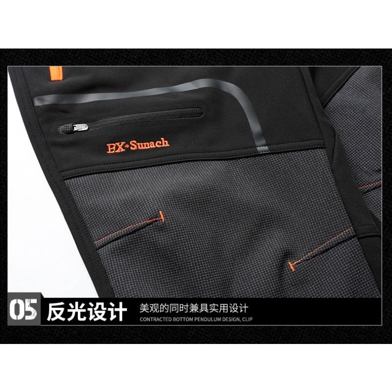 Men's Fleece Lined Straight Hiking Pants for Spring Autumn, Waterproof Windproof Warm Running Sports Casual Long Trousers