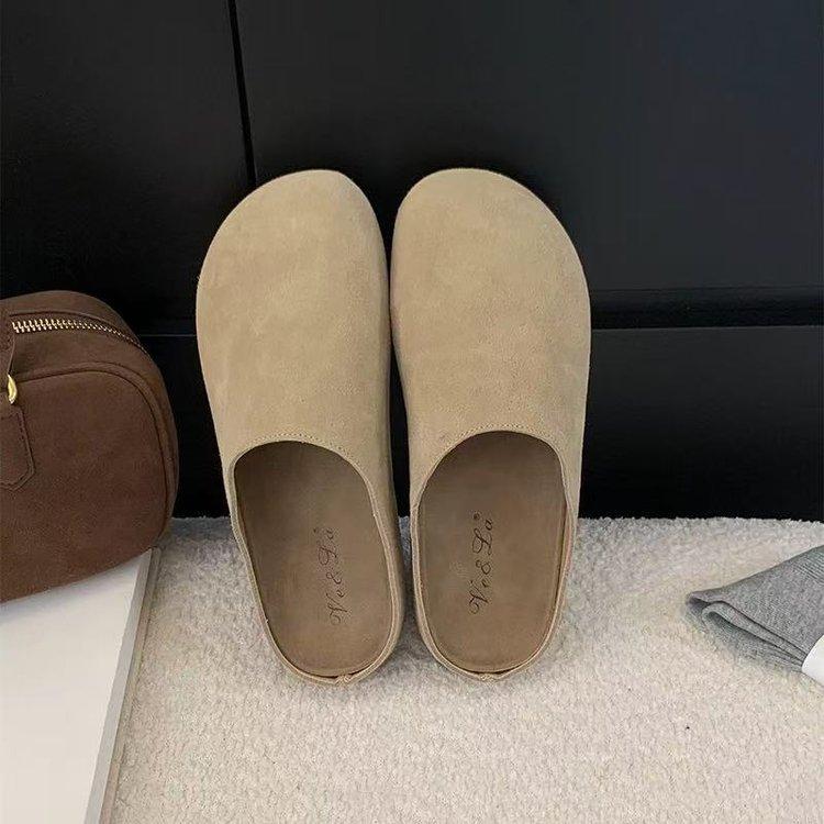 Soft leather version~ inner heightening platform Boken shoes for women's outer wear 2025 spring and summer new Mori retro baotou half slippers
