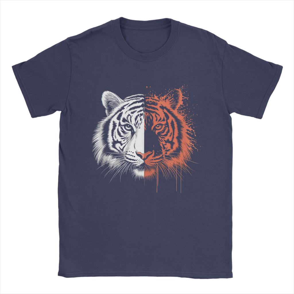 Cool Tiger Animal Print Men T Shirt  Casual Tee Shirt Short Sleeve Round Collar T-Shirt Cotton Printed Clothes