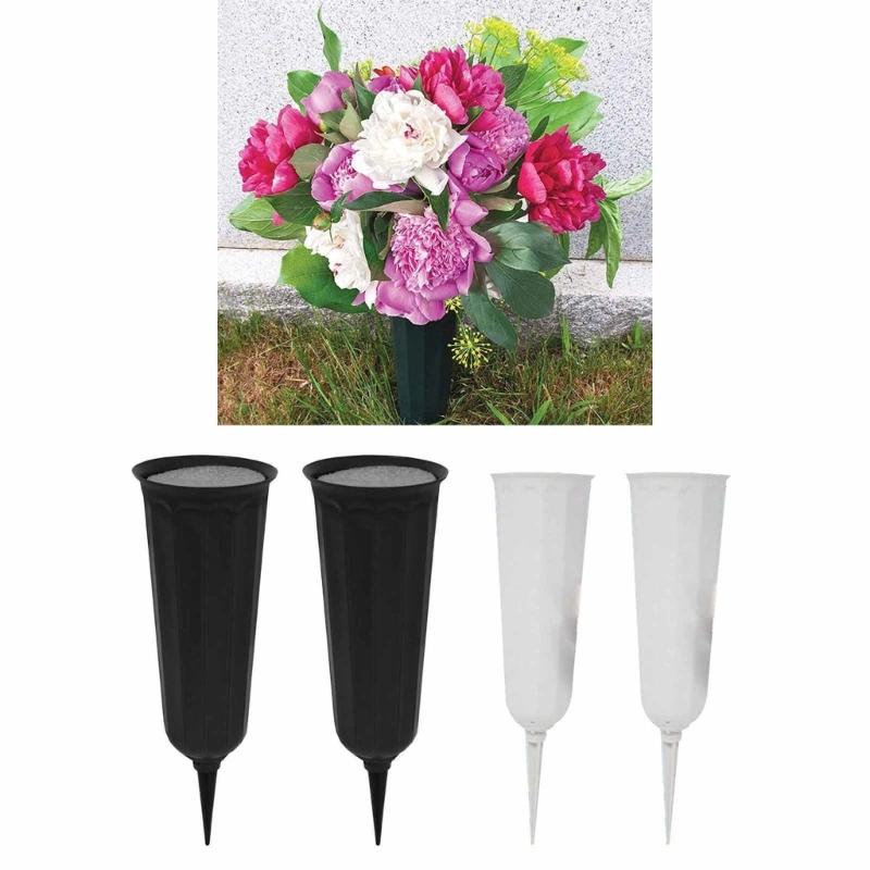6Pieces Cemetery Vases with Spikes and Foam Inserts for Grave Site Floral Arrangements for Artificial or Freshing Flower