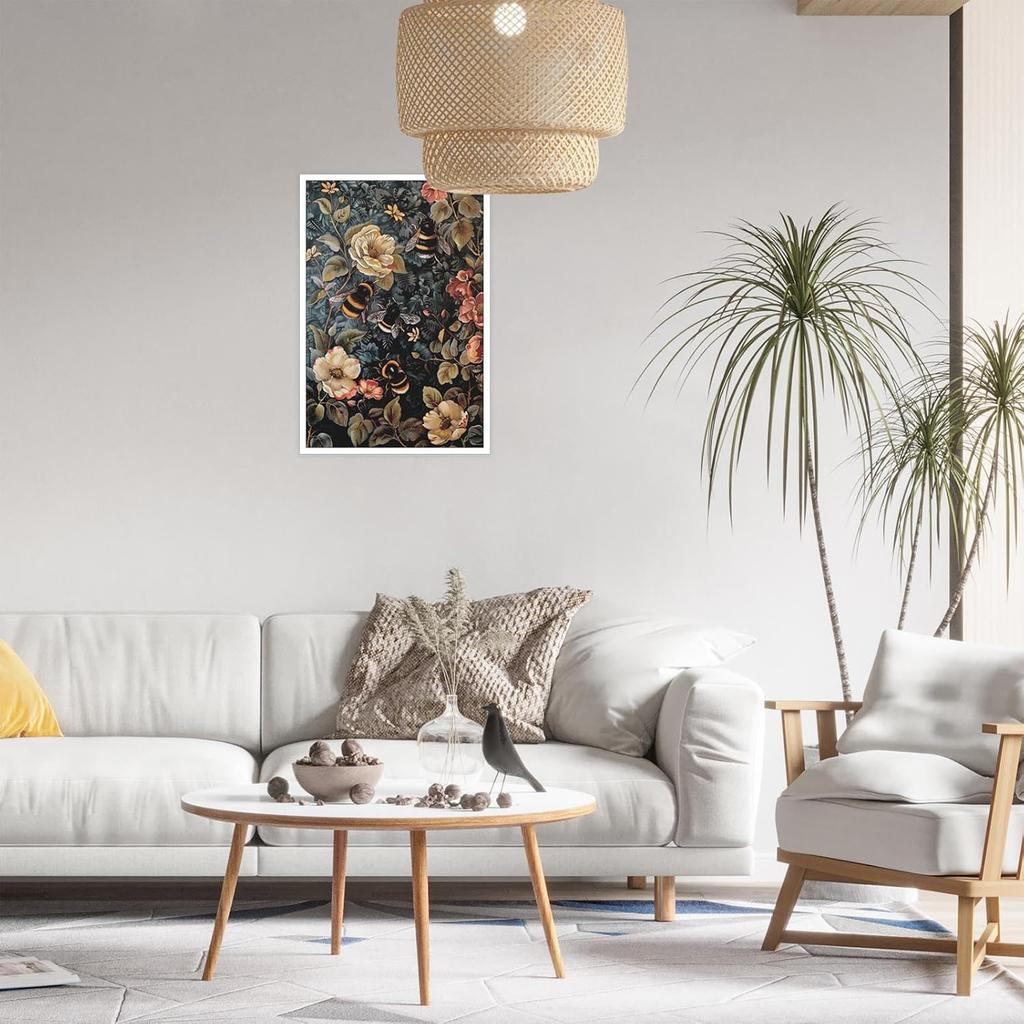 Vintage Bumble Bee Poster William Morris Wall Art Retro Farmhouse Mid Century Botanical Cottagecore Dark Academia Decor Canvas Prints Gothic Insect