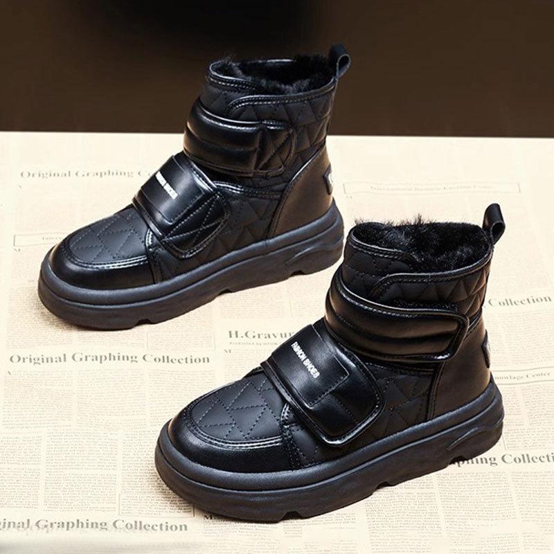 Women's Fashion Velcro Lightweight Soft Sole Winter Warm Plush Snow Boots Padded Lined Non-slip Casual Sports Cotton Boots