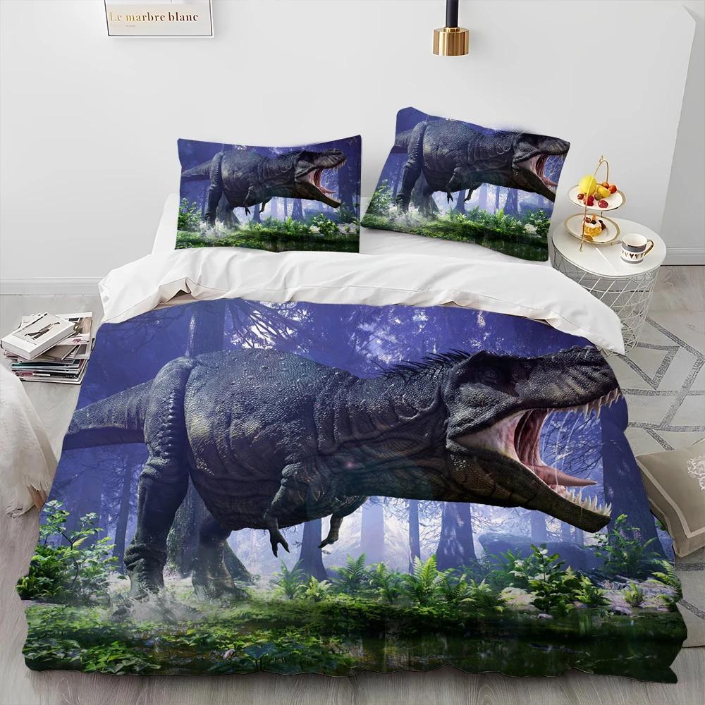 3D Cartoon Dinosaur Illusion Comforter Bedding Set,Duvet Cover Bed Set Quilt Cover Pillowcase,Queen Bedding Set For Boys Gift