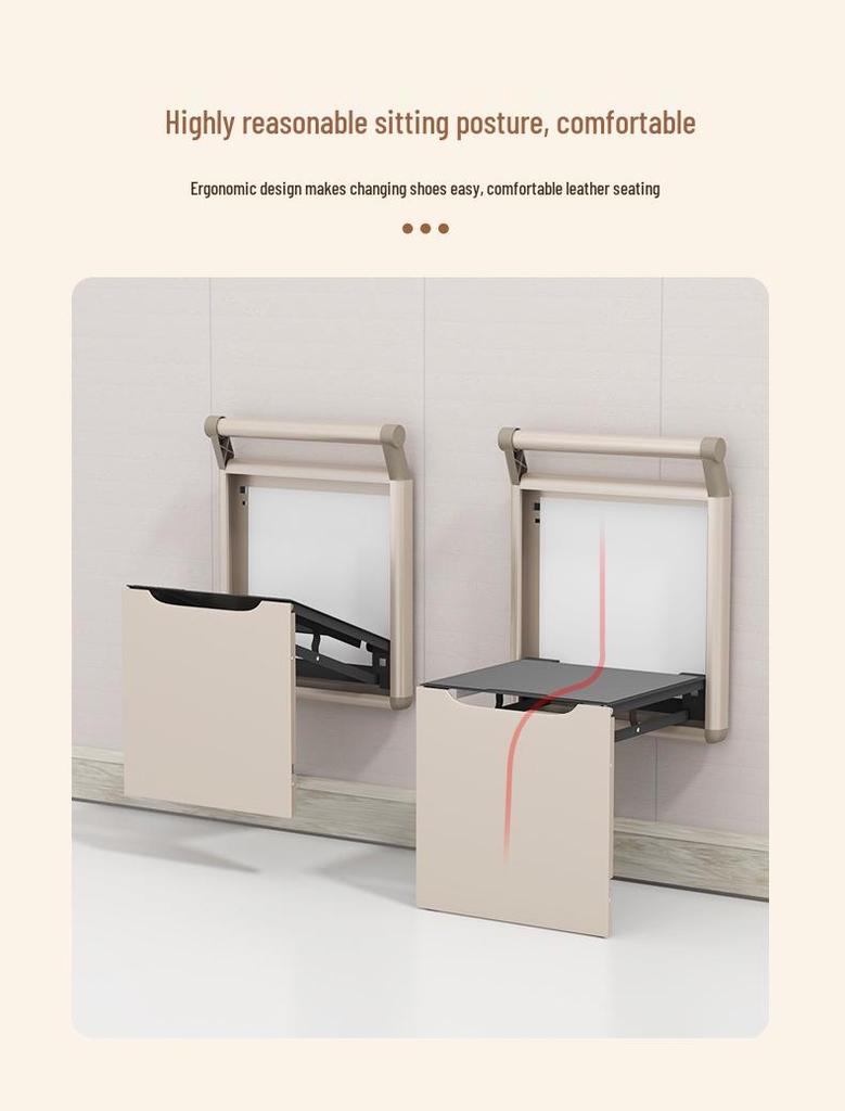 Ultra-Thin Japanese-Style Wall-Mounted Folding Stool for Multifunctional Use