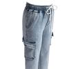 2026 Frühling/Sommer Neuer Trend Elastischer Bund Kordelzug Cargohosen Lässige Weitbeinige Jeans für Damen