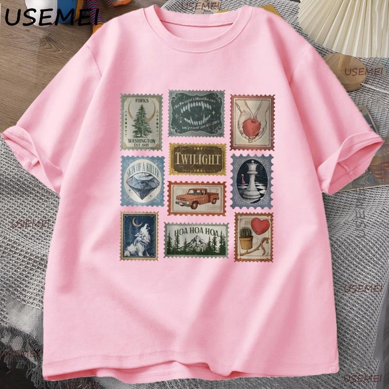 Twilight Saga T Shirt Men Forks Vintage Printed T Shirts Tee Vampire Aesthetic Book Lover Graphic Tops Streetwear