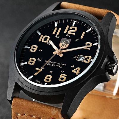 Korejský módní trend SOKI Quartz Personality s kalendářem a matnou kůží Jednoduché pánské ležérní hodinky