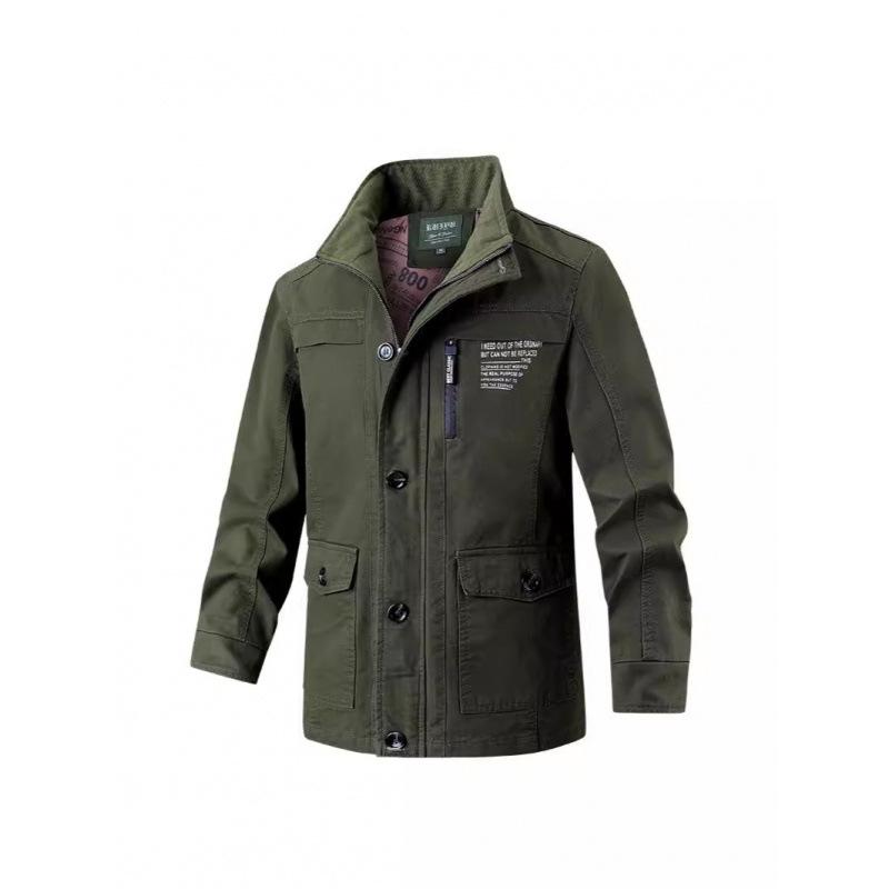 Jacket Men's Spring and Autumn Jacket Casual Sports Lapel Trench Coat Korean Version Trendy Multi-pocket Pure Cotton Jacket