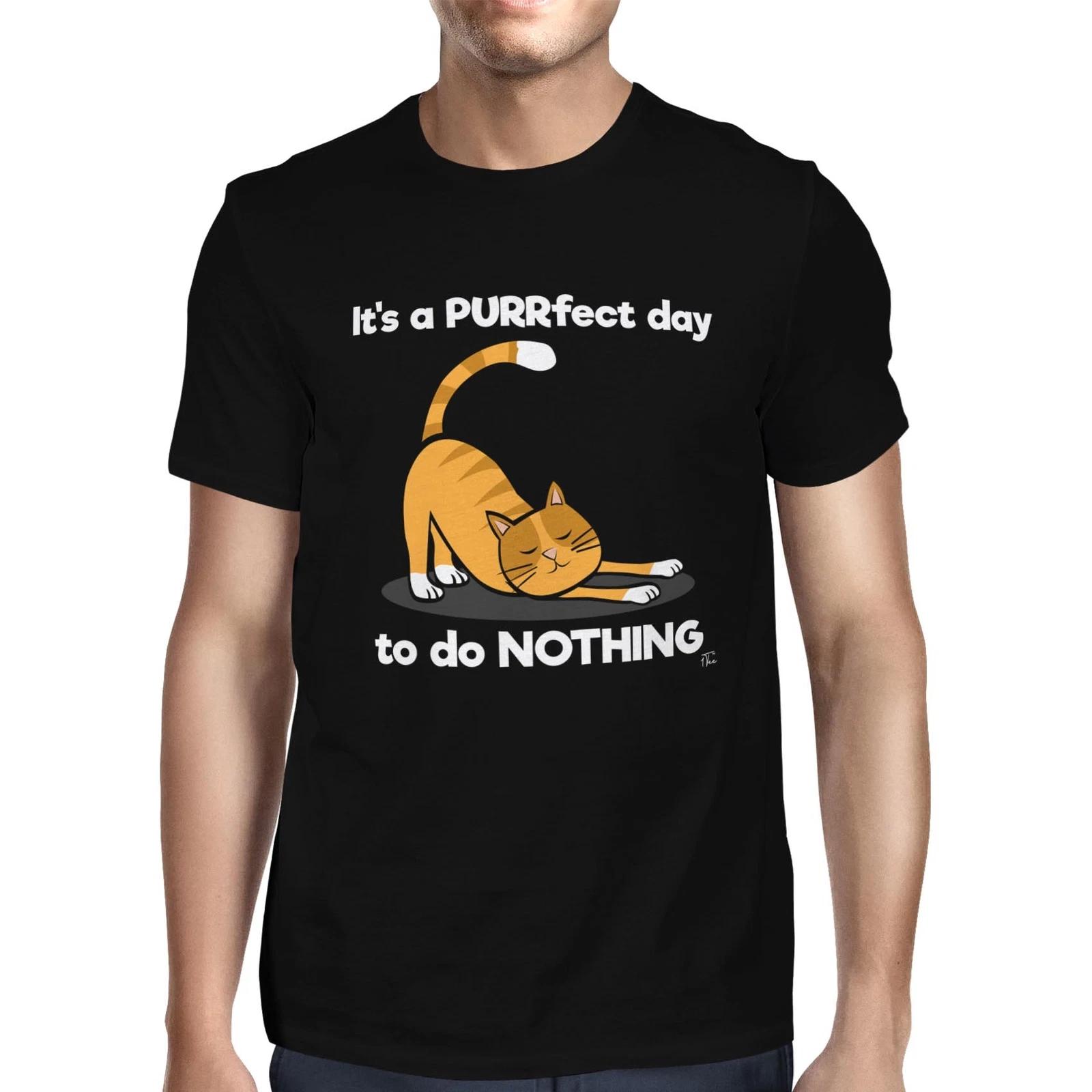 1Tee Mens It s A Purrfect Day To Do Nothing Cat T-Shirt XXL