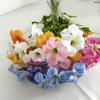 Artificial Multicolor Morning Glory Flower Bouquet Realistic Faux Petunia Blooms with Green Leaves Fake Wildflower Bundle for Vase Home Table Wedding