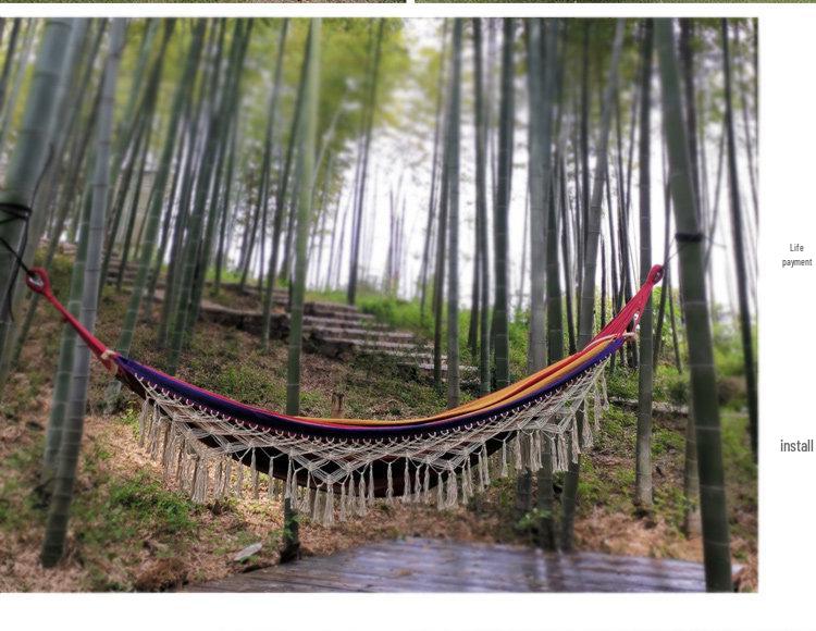 Bohemian Ethnic Princess Tassel Hammock - Anti-Rollover Canvas for Outdoor Use