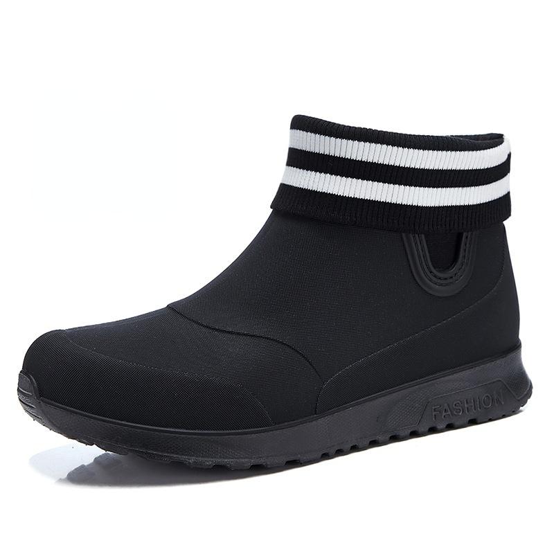 Fashion Black Rain Shoes for Men Rubber Shoe Platform Ankle Boots 2025 Autumn Winter Slip On Booties Boots for Men Waterproof Work Botas