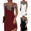 Women Summer Lace Stitching Sling Mini Dress V-neck Cold Shoulder Sleeveless Slim Fit Short Dress Streetwear