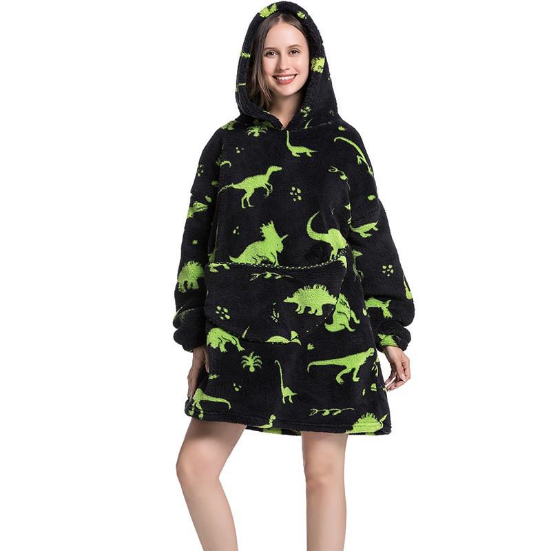 Cozy Autumn/Winter Pumpkin Blanket Sweatshirt: Thick Cotton Velvet Bathrobe for Indoor and Outdoor Warmth
