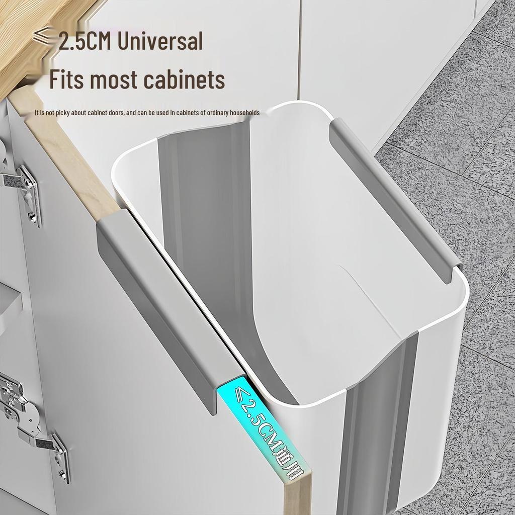 Foldable Hanging Kitchen Trash Can for Food Waste and Bathroom Storage