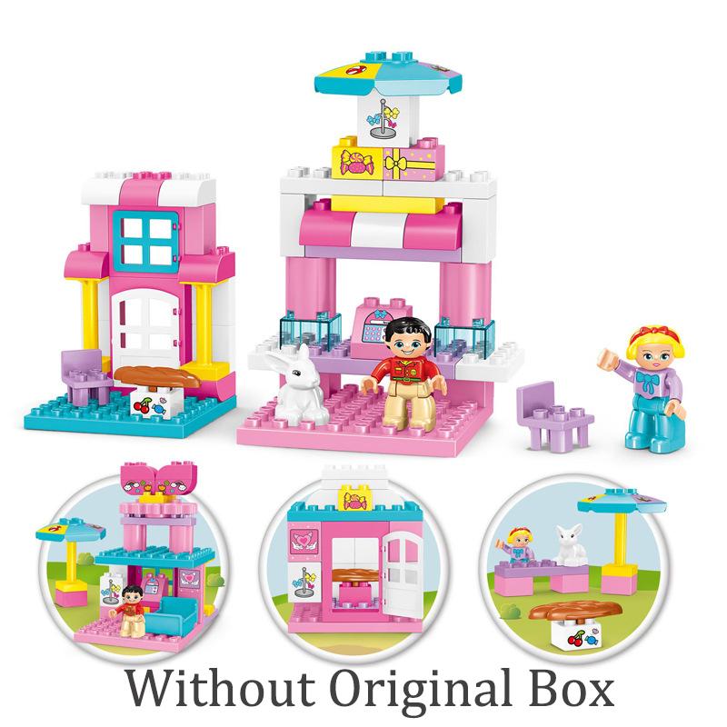 

60 шт., Duploed, классические, мечта принцессы, розовые, для девочек, семейный дом, строительные блоки, DIY, городские кирпичи, развивающие игрушки для детей Without Original Box