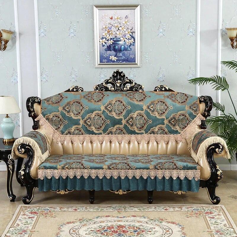 European Luxury Jacquard Sofa Cover Non-Slip Cushion for 1/2/3 Seats All-Season Living Room Slipcover Home Decor
