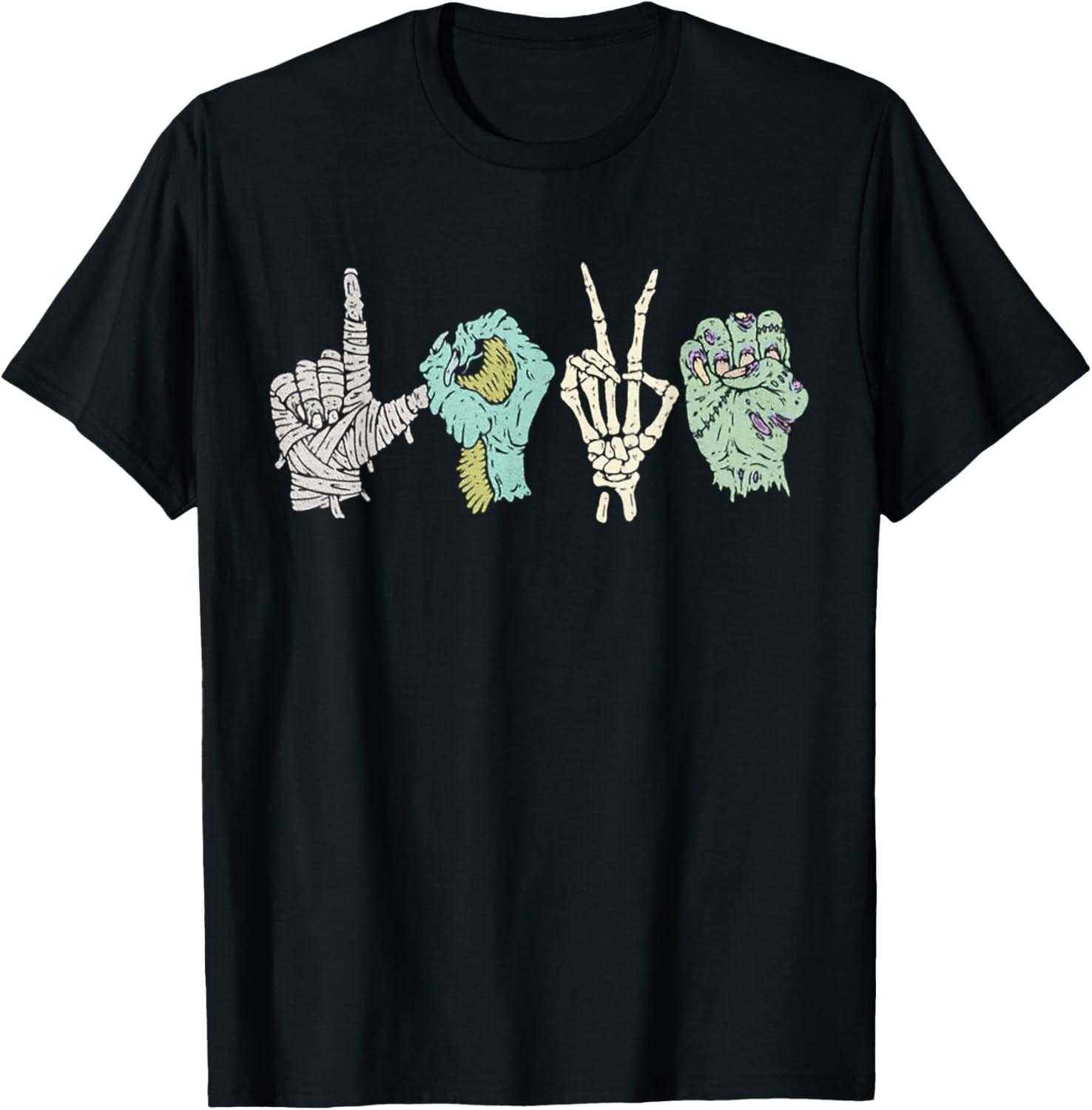 Monster Love Sign Language T-Shirt S разноцветный