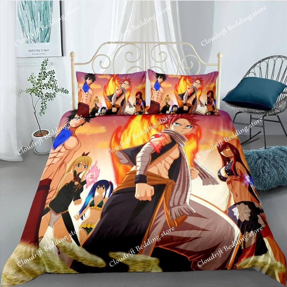 Anime Fairy Tail 3D Duvet Cover with Pillow Cover Bedding Set Single Double Twin Full Queen King Bed Set for Bedroom Decor
