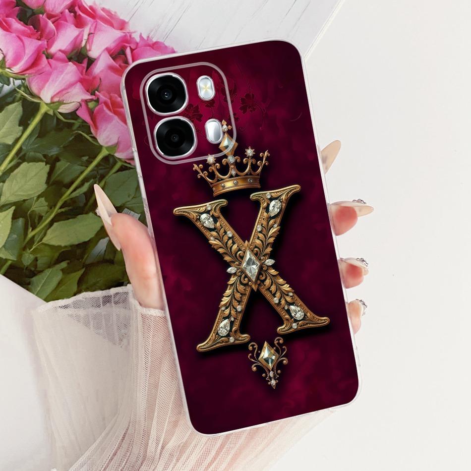 

For OPPO A6s CPH2789 Royal Crown Initial Letter Couple Phone Case For Oppo A6S 5G Soft Silicone TPU Cover Bumpers OPPO A6s 5G