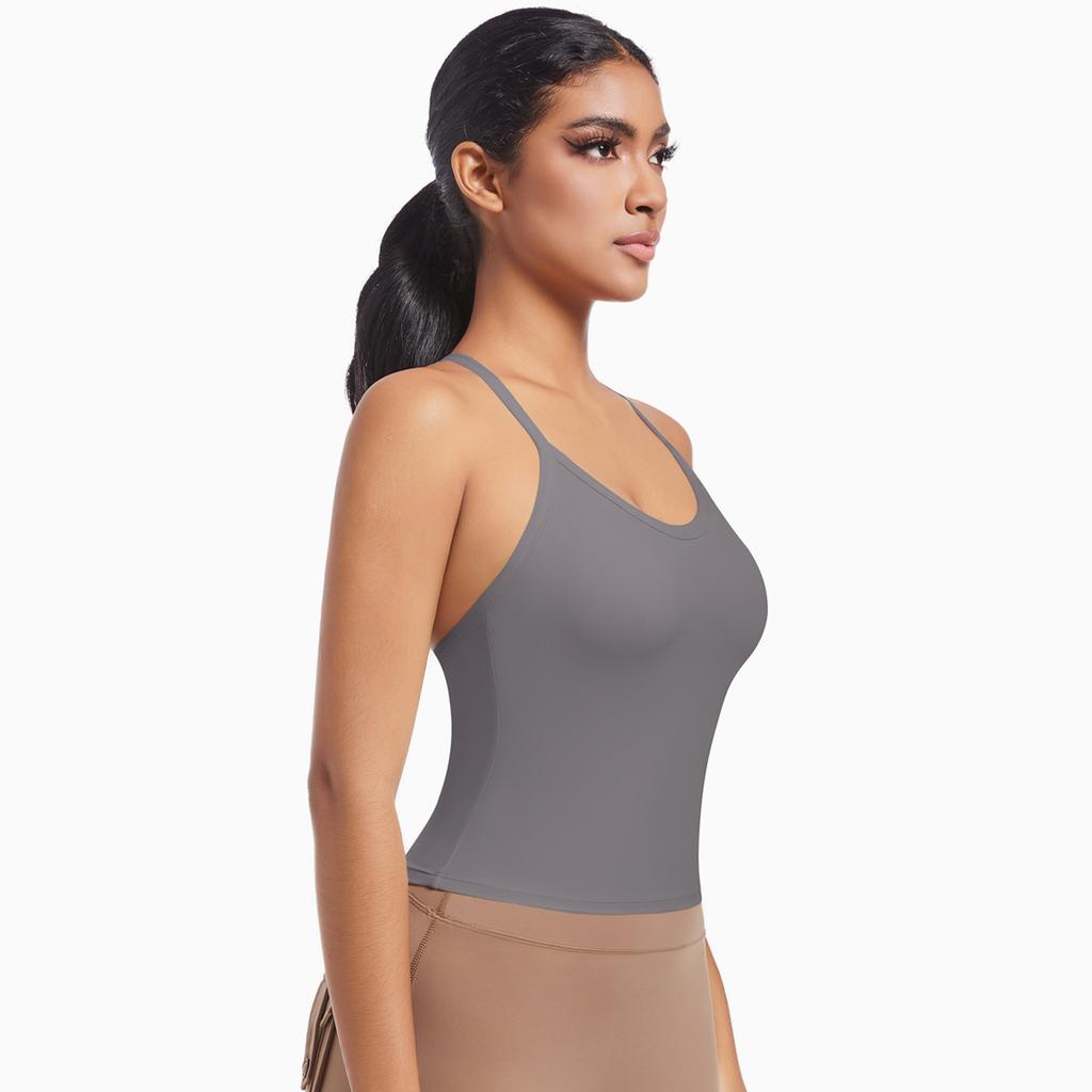 New Double-sided Nylon Solid Color Back Cross Sports Bra, Running Fitness Yoga Suit, Vest Top For Women