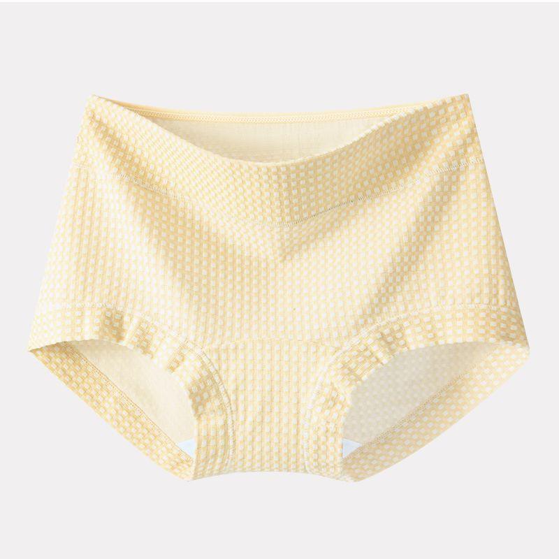 Ladies Spring and Autumn Check Pattern 10A Antibacterial Extended Crotch Belly Lift Hip High Waist Triangle Briefs