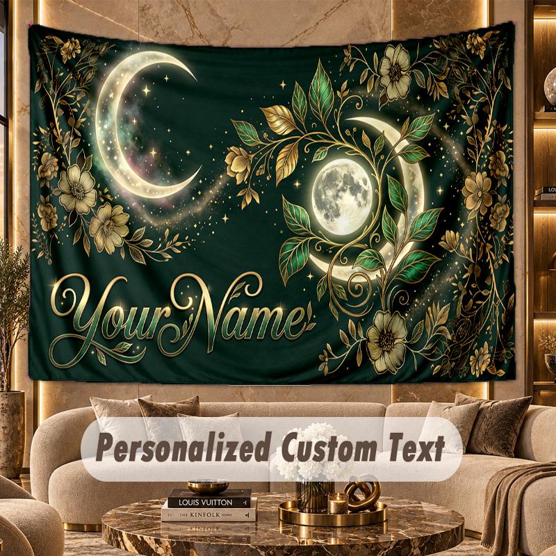 Floral Garden (595) Theme Personalized Tapestry Custom Name Text Wall Hanging Tapestry Home Background Decoration