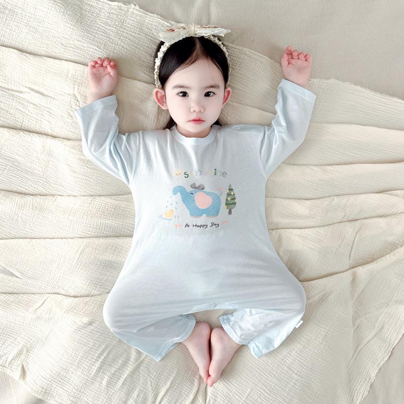 

Infant Pure Cotton Seamless Long-Sleeve Base Layer Pajamas/Rompers for Spring, Summer, and Autumn 90 cm