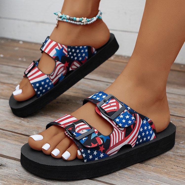 

Summer trend buckle women s color matching popular double-breasted grid thick-bottomed cool slippers 43 червоний
