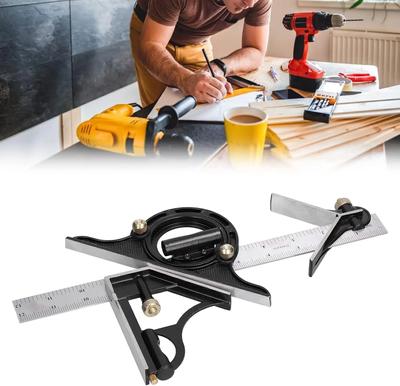 300/600mm Stainless Steel T Protractor Level Measure Measuring Ruler Adjustable Sliding Combination Square Square Ruler Set