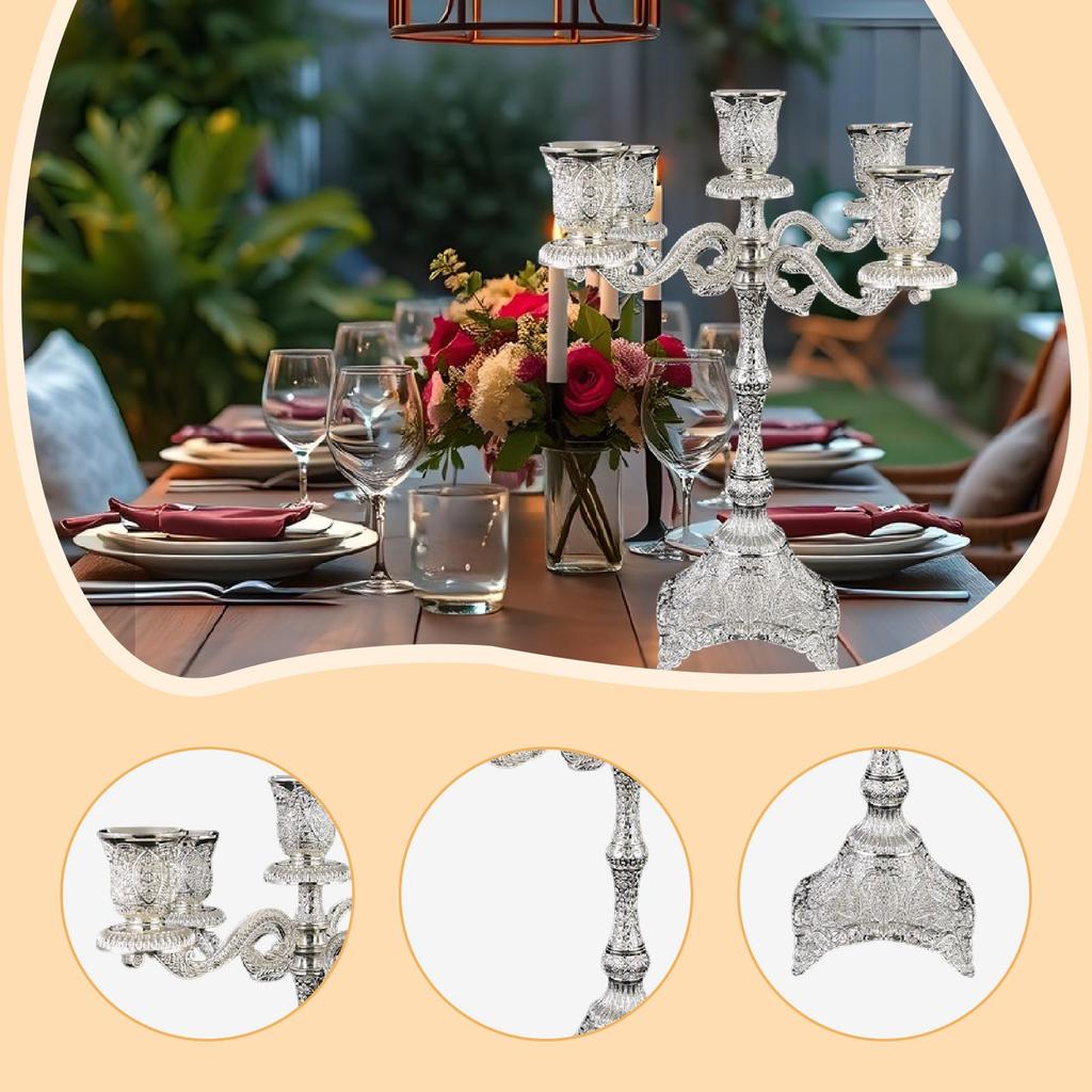 5 Arm Candelabra Club Home Ornament Centerpiece Events Candle Stand Tapered Candle Holder Table Candelabrum for Dining Halloween