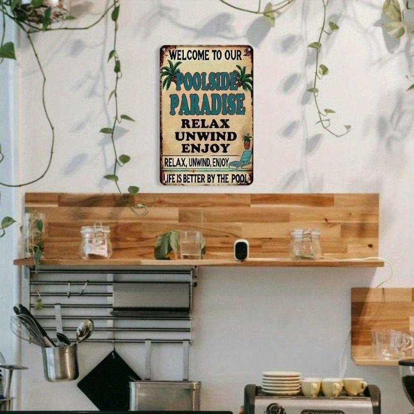 Metal Poster Tiki Bar Vintage Sign, 8x12 Inch Wall Art Decor