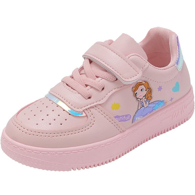 Girls' Board Shoes Autumn Small White Shoes Elementary School Cartoon Casual Shoes School Girls Princess Single Shoes Cute Pink