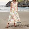 Lässiges, bequemes, ärmelloses Baumwolltaschenkleid mit Blumendruck für Damen