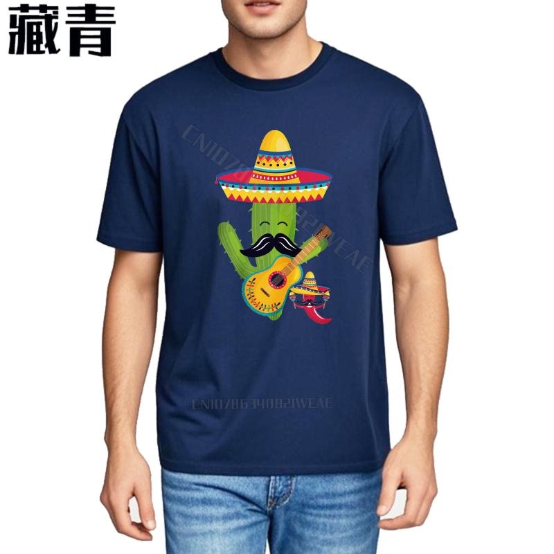 Funny tshirt Streetwear Casual Tee Cactus Playing Guitar With Sombrero Vintage Big Size Tee Shirt Stylish Big Size Tee Shirt