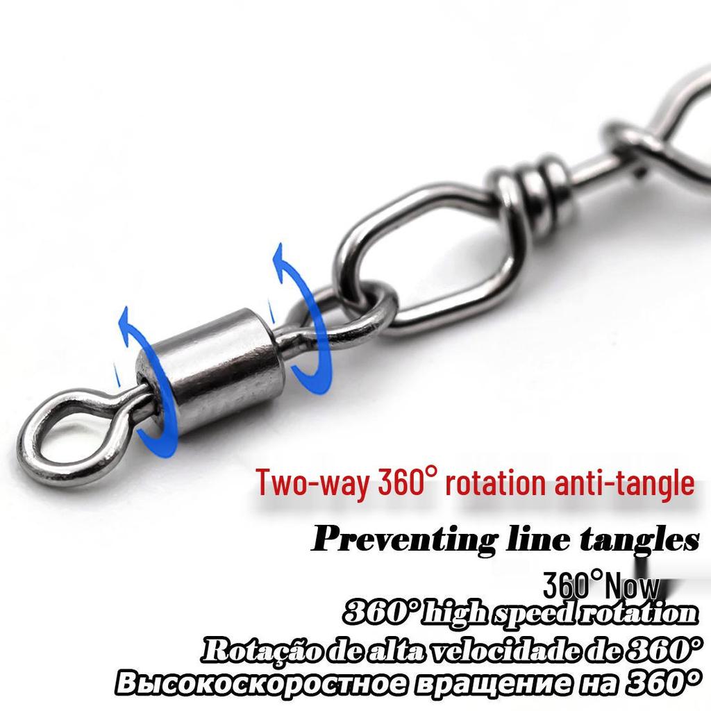 Connecteur d'embout de canne pivotant en acier inoxydable et épingle de sécurité pour matériel de pêche.