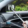 Car Side Mirror Squeegee, Anti-Fog & Water Retractable Vehicle Rearview Mirror Wiper with Telescopic Long Handle, Portable Auto Glass Cleaning Tool,