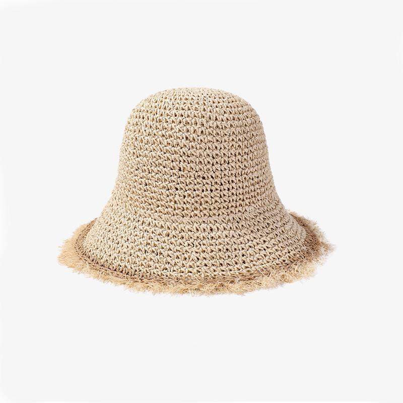 Japanese Style Straw Sun Hat With Irregular Brim For Women Handmade Breathable Beach Hat