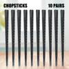 10-Pairs Fiberglass Chopsticks With Carved Reusable High Temperature Resistant Non-Slip Housewarming Gift
